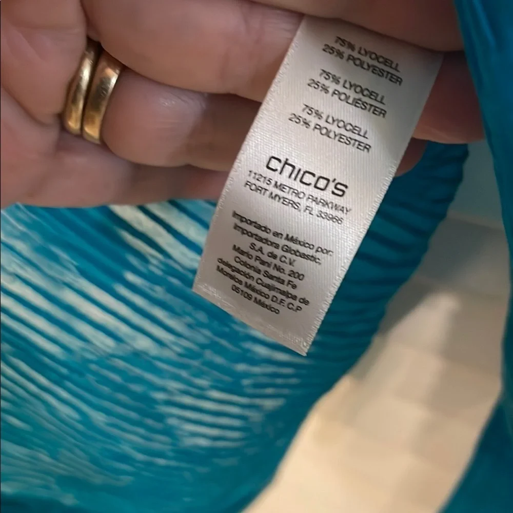 Chico's Vibrant Turquoise Pleated Open Slit Lightweight Jacket